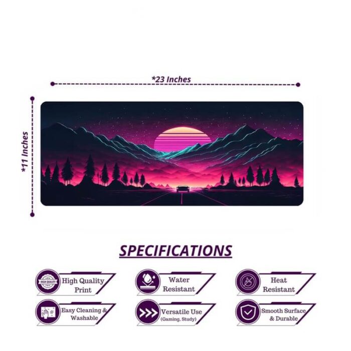 Abstract Mouse Pad Highway Design Large | Extended Gaming Laptop Mouse Pad, Thick Non-Slip Rubber Base Desk Mat Keyboard - Image 2
