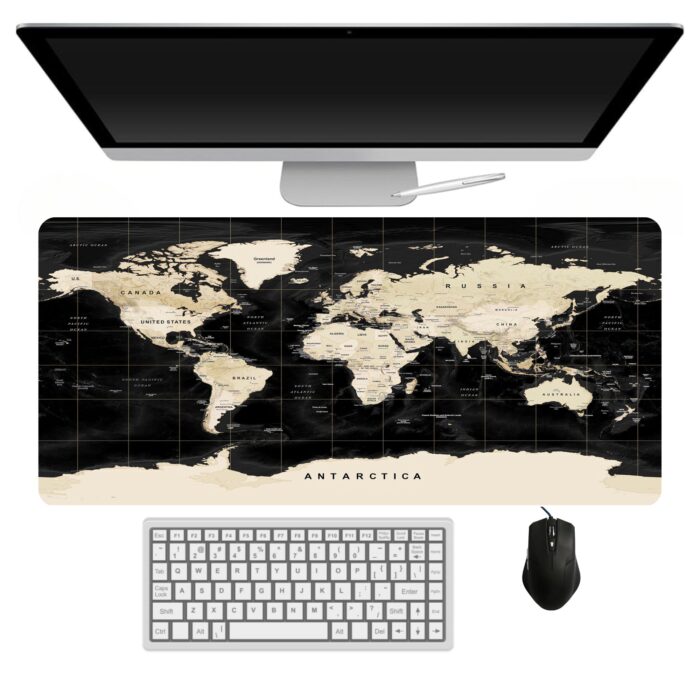 World Map Gaming Mouse Pad | Desk Mat | Non-Slip Rubber Base | Computer Laptop | Keyboard Mouse Pad for Office & Home |  Extended Size (11 x 23 Inch) - Image 1