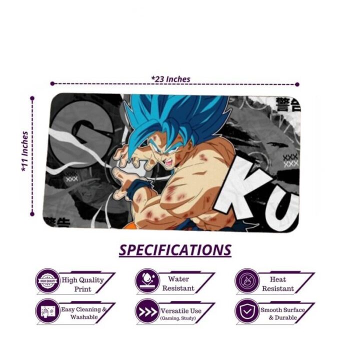 Dragon Ball Z Mouse Pad | Goku Gaming Mouse Pad | Large Anime Mouse Pad | 3mm Thick with Anti-Skid Rubber Base | Size (11 x 23 Inch) - Image 4