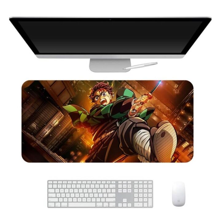 Demon Slayer Anime Large Gaming Mouse Pad – 11x23 inch Desk Mat for Keyboard & Mouse | Non-Slip Rubber Base, Smooth Surface - Image 1